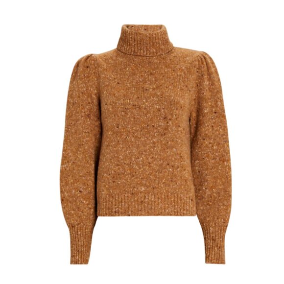 ALC Nadia Sweater Womens Large Brown Wool Cashmere Turtleneck Puff Long Sleeve